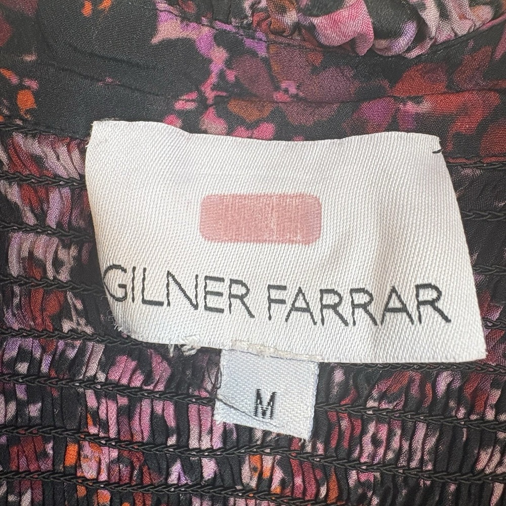 Gilner‎ Farrar  Black Red Pink Floral Smocked Long Sleeve Top Size M - Picture 3 of 12
